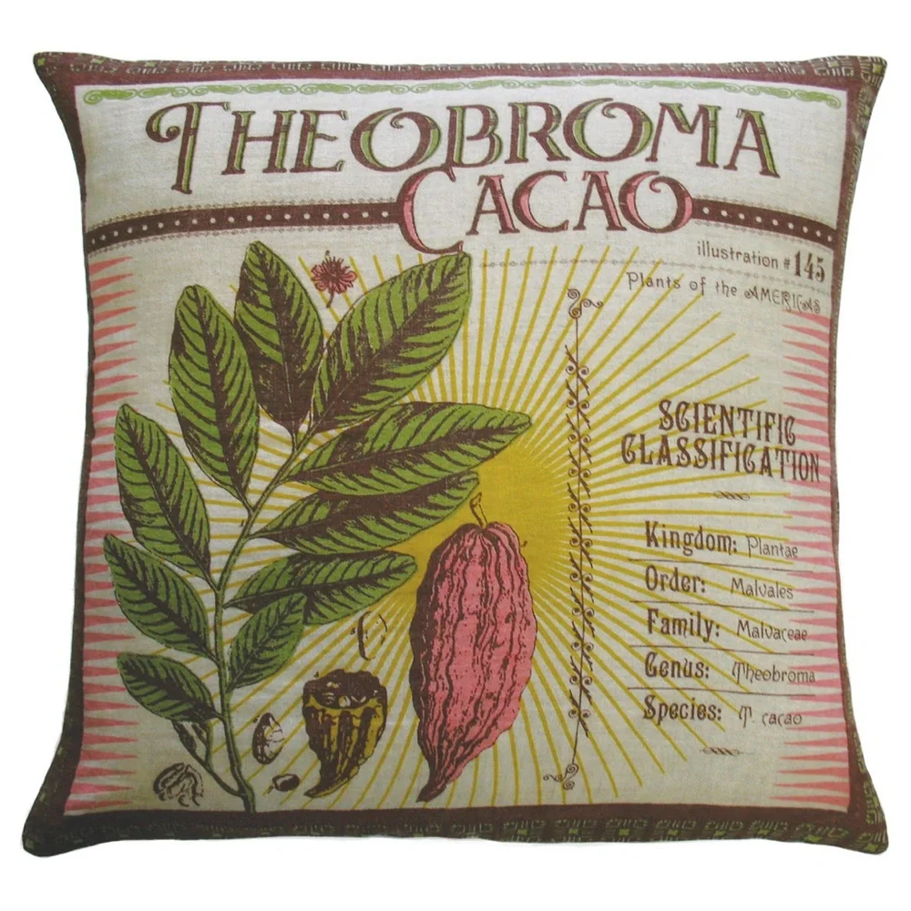 Set of 2 Koko Company Botanica 20” Pillow Covers Linen- Theobroma Cacao Print.